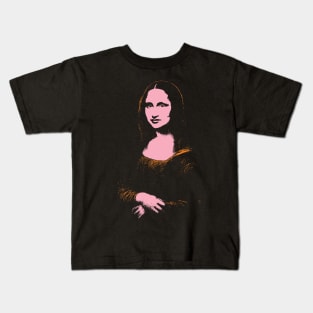 The Mona Lisa 80s colors Minimal Mona Lisa street art on default black background Kids T-Shirt